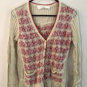 Anthropologie Sparrow : Cream and Red Cardigan